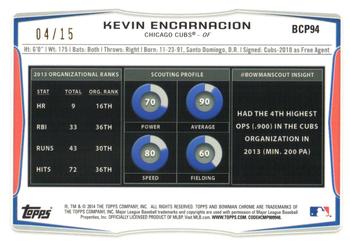 2014 Bowman Chrome - Prospects Shimmer Refractors #BCP94 Kevin Encarnacion Back