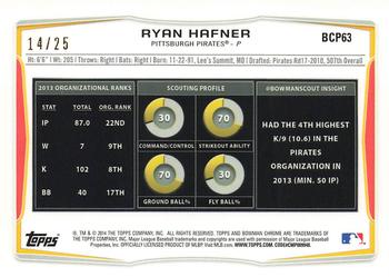2014 Bowman Chrome - Prospects Silver Wave Refractors #BCP63 Ryan Hafner Back