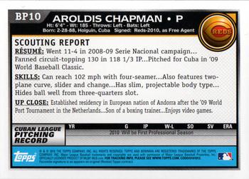 2010 Bowman - Prospects #BP10 Aroldis Chapman Back