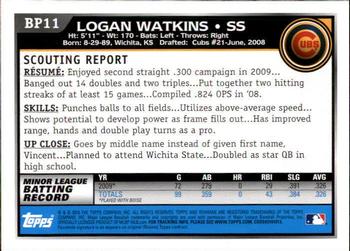 2010 Bowman - Prospects #BP11 Logan Watkins Back