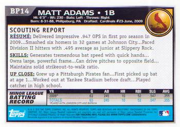 2010 Bowman - Prospects #BP14 Matt Adams Back