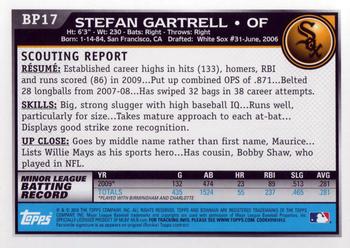 2010 Bowman - Prospects #BP17 Stefan Gartrell Back