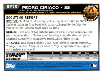 2010 Bowman - Prospects #BP18 Pedro Ciriaco Back