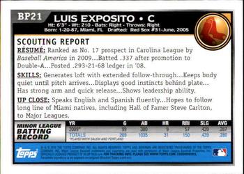 2010 Bowman - Prospects #BP21 Luis Exposito Back
