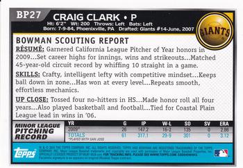 2010 Bowman - Prospects #BP27 Craig Clark Back