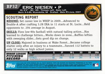 2010 Bowman - Prospects #BP32 Eric Niesen Back