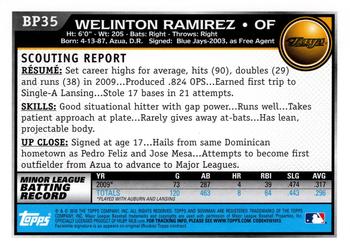 2010 Bowman - Prospects #BP35 Welinton Ramirez Back