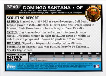 2010 Bowman - Prospects #BP40 Domingo Santana Back