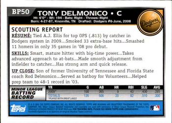 2010 Bowman - Prospects #BP50 Tony Delmonico Back