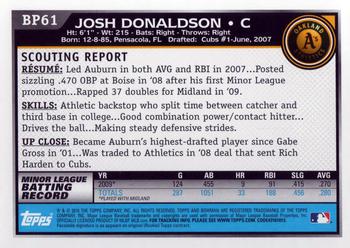 2010 Bowman - Prospects #BP61 Josh Donaldson Back