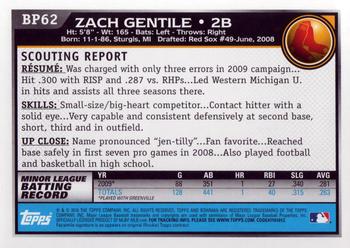 2010 Bowman - Prospects #BP62 Zach Gentile Back