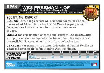 2010 Bowman - Prospects #BP64 Wes Freeman Back