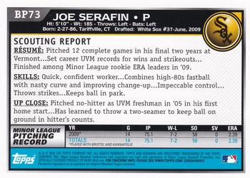 2010 Bowman - Prospects #BP73 Joe Serafin Back