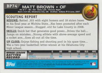 2010 Bowman - Prospects #BP74 Matt Brown Back