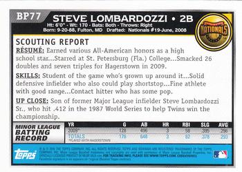 2010 Bowman - Prospects #BP77 Steve Lombardozzi Back