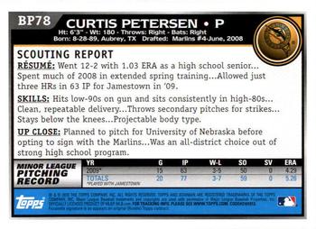 2010 Bowman - Prospects #BP78 Curtis Petersen Back