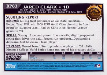 2010 Bowman - Prospects #BP83 Jared Clark Back