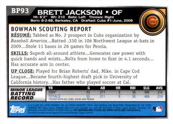 2010 Bowman - Prospects #BP93 Brett Jackson Back
