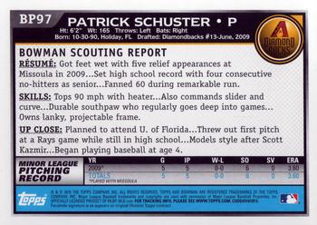 2010 Bowman - Prospects #BP97 Patrick Schuster Back
