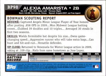 2010 Bowman - Prospects #BP98 Alexi Amarista Back