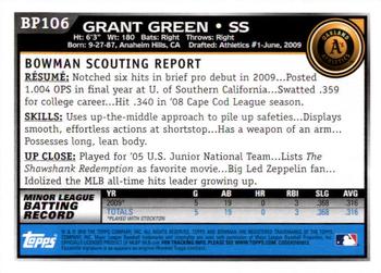 2010 Bowman - Prospects #BP106 Grant Green Back
