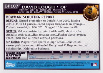 2010 Bowman - Prospects #BP107 David Lough Back