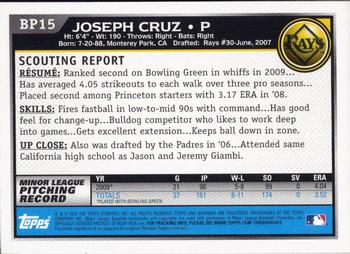 2010 Bowman - Prospects #BP15 Joseph Cruz Back