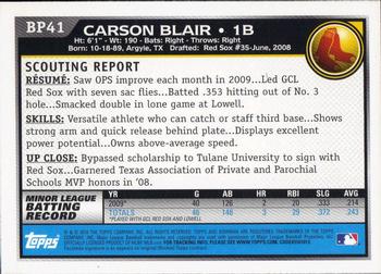 2010 Bowman - Prospects #BP41 Carson Blair Back