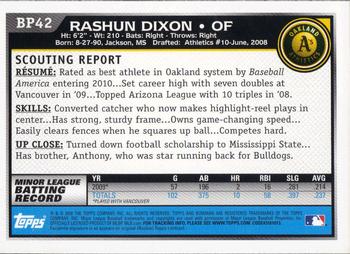 2010 Bowman - Prospects #BP42 Rashun Dixon Back