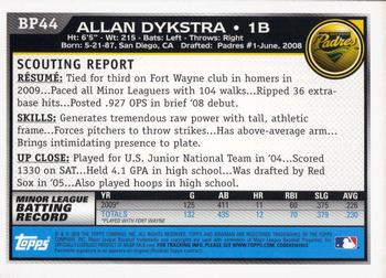 2010 Bowman - Prospects #BP44 Allan Dykstra Back