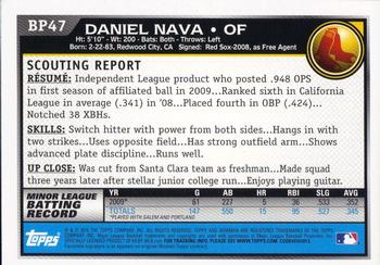 2010 Bowman - Prospects #BP47 Daniel Nava Back