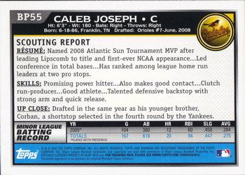 2010 Bowman - Prospects #BP55 Caleb Joseph Back