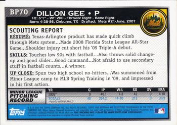 2010 Bowman - Prospects #BP70 Dillon Gee Back
