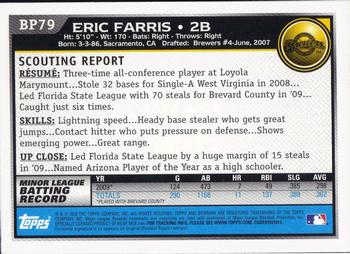 2010 Bowman - Prospects #BP79 Eric Farris Back