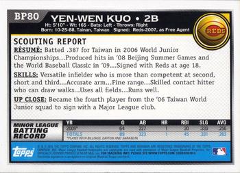 2010 Bowman - Prospects #BP80 Yen-Wen Kuo Back