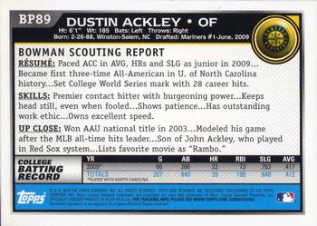 2010 Bowman - Prospects #BP89 Dustin Ackley Back