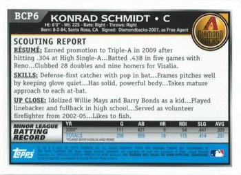 2010 Bowman - Chrome Prospects #BCP6 Konrad Schmidt Back
