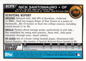 2010 Bowman - Chrome Prospects #BCP9 Nick Santomauro Back