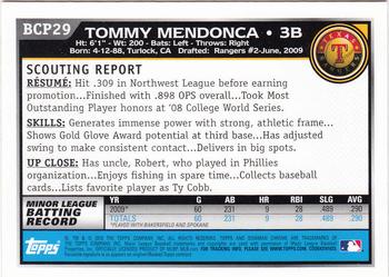 2010 Bowman - Chrome Prospects #BCP29 Tommy Mendonca Back