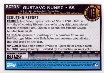 2010 Bowman - Chrome Prospects #BCP33 Gustavo Nunez Back