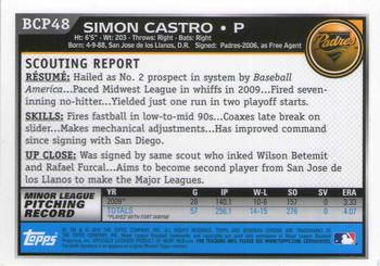2010 Bowman - Chrome Prospects #BCP48 Simon Castro Back