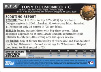 2010 Bowman - Chrome Prospects #BCP50 Tony Delmonico Back