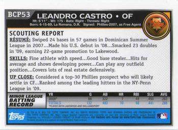 2010 Bowman - Chrome Prospects #BCP53 Leandro Castro Back