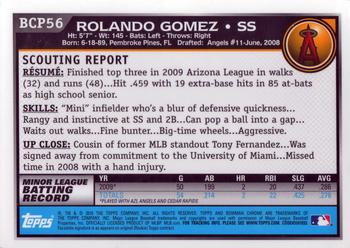 2010 Bowman - Chrome Prospects #BCP56 Rolando Gomez Back