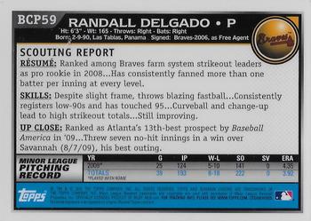 2010 Bowman - Chrome Prospects #BCP59 Randall Delgado Back