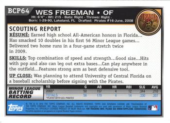 2010 Bowman - Chrome Prospects #BCP64 Wes Freeman Back