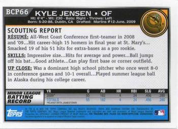 2010 Bowman - Chrome Prospects #BCP66 Kyle Jensen Back