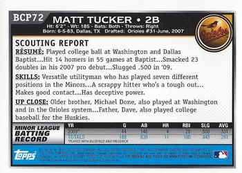 2010 Bowman - Chrome Prospects #BCP72 Matt Tucker Back