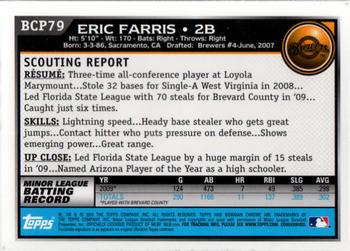 2010 Bowman - Chrome Prospects #BCP79 Eric Farris Back