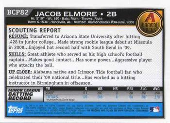 2010 Bowman - Chrome Prospects #BCP82 Jacob Elmore Back